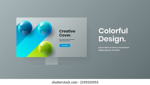 Increíble concepto de página de inicio de simulación en la pantalla del ordenador. Diseño de vectores de pancarta abstracta.