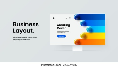 Increíble concepto de página de inicio de simulación en la pantalla del ordenador. Plantilla vectorial de diseño de banner original.