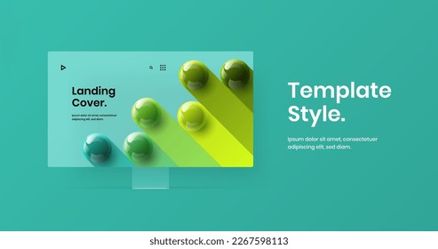 Amazing computer display mockup presentation layout. Abstract website screen vector design template.
