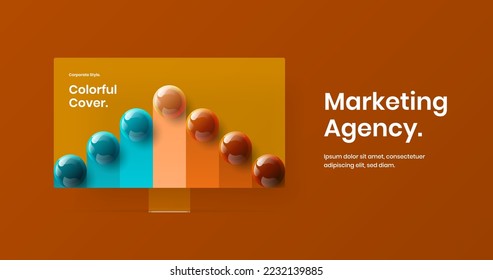 Amazing computer display mockup web banner layout. Premium site vector design template.