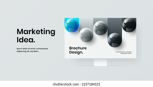 Amazing computer monitor mockup landing page template. Vivid site design vector illustration.