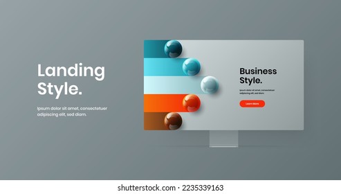 Amazing computer monitor mockup site layout. Modern website screen design vector concept.