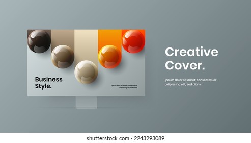 Amazing computer monitor mockup site illustration. Modern banner vector design template.