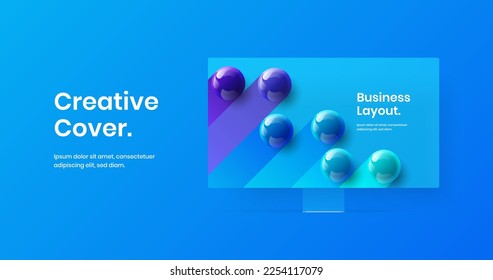 Amazing computer monitor mockup site screen template. Unique presentation design vector illustration.