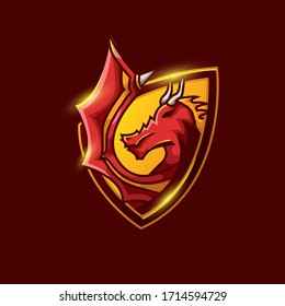 amazing, cool, and powerfull dragon Mascot logo illustration for your esport tem or company or other, vector art