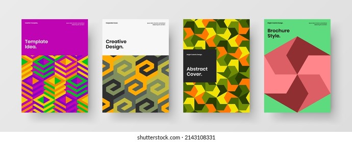 Beeindruckende Corporate Broschüren Design Vektorgrafik Kollektion. Mosaikpaket mit mehrfarbigem Mosaikmuster