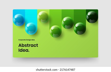 Amazing corporate brochure design vector layout. Original 3D balls website screen illustration.
