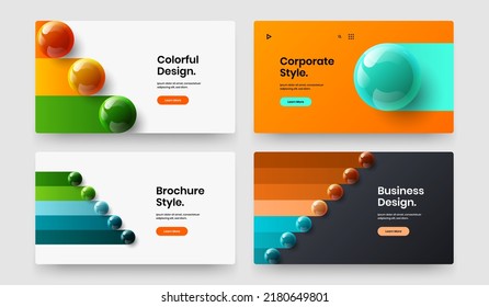Increíble composición de diseño de vectores de folletos corporativos. Banner de plantilla creativo y realista de bolas.