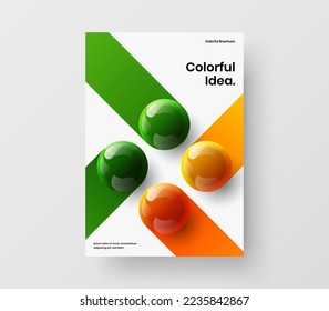 Amazing corporate cover A4 design vector concept. Unique realistic balls company identity template.