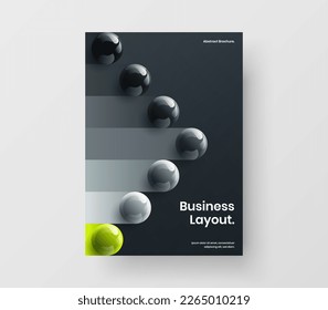 Amazing corporate cover A4 vector design concept. Isolated 3D spheres banner layout.
