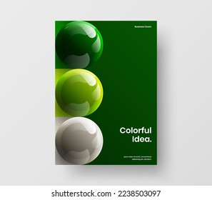 Amazing corporate cover design vector template. Clean realistic spheres pamphlet layout.