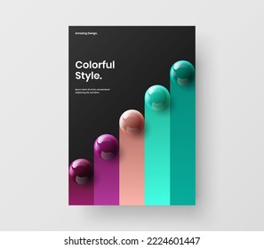 Amazing cover A4 design vector concept. Clean 3D balls placard template.