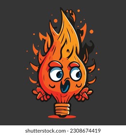 amazing cute fire mascot illustration vector art