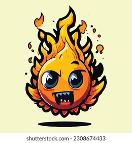 amazing cute fire mascot illustration vector art