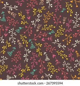 Amazing cute seamless vintage colorful floral pattern