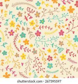 Amazing cute seamless vintage colorful floral pattern