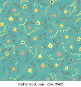 Amazing cute seamless vintage colorful floral pattern