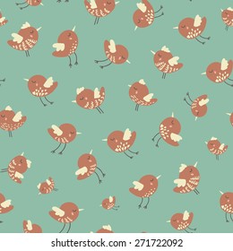 Amazing cute seamless vintage colorful bird chicken pattern
