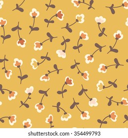 Amazing cute seamless vintage colorful floral yellow pattern.