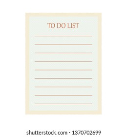 Amazing cute vintage light blue Todo list in small pluses isolated on white background. Vector illustration.As a mock-up for office supplies,note paper,notebook