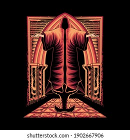 Amazing dark art illustration, god, clothing, apparel