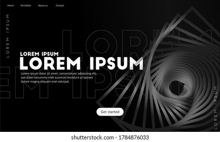 Amazing dark flowing geometic cube twisted background landing page. 