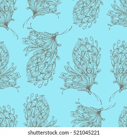 Amazing decorative seamless pattern with butterflies in exquisite style. Vector  sketch and silhouette. Vector doodle artwork