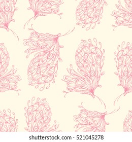 Amazing decorative seamless pattern with butterflies in exquisite style. Vector  sketch and silhouette. Vector doodle artwork