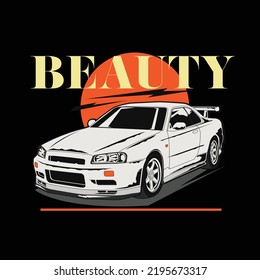 Amazing design and illustration racing car, vector concept car, design for t-shirt and merchandise