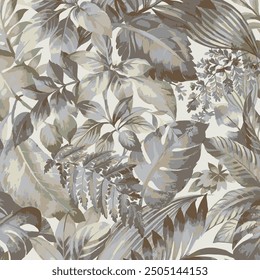 amazing design  pattern on a beige background , leaves pattern design for printing