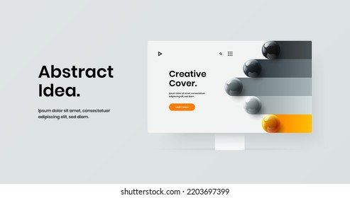 Amazing desktop mockup presentation illustration. Colorful landing page vector design template.