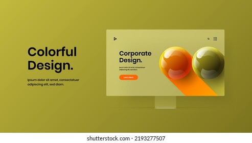 Amazing desktop mockup web project template. Premium landing page design vector concept.