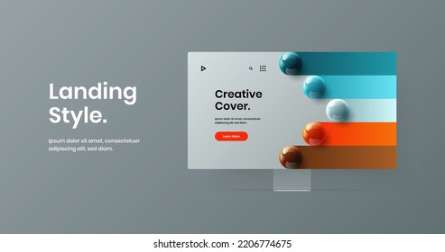Amazing desktop mockup web project concept. Minimalistic site vector design template.
