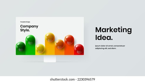 Amazing desktop mockup web project concept. Vivid site screen vector design template.