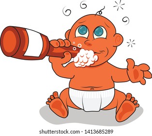 amazing desperate smart baby drinking a bottle drunk addicted