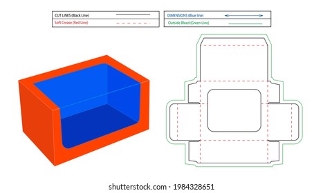 Amazing display box, 2d side display box, dieline tamplate and 3d box, color changeable and editable box