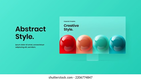 Increíble disposición de banner de simulación de pantalla. Plantilla vectorial de diseño de presentación moderna.