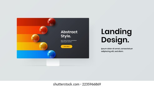 Amazing display mockup landing page template. Minimalistic web project vector design concept.