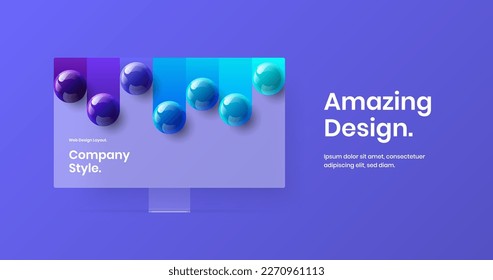 Amazing display mockup site screen illustration. Clean website design vector template.