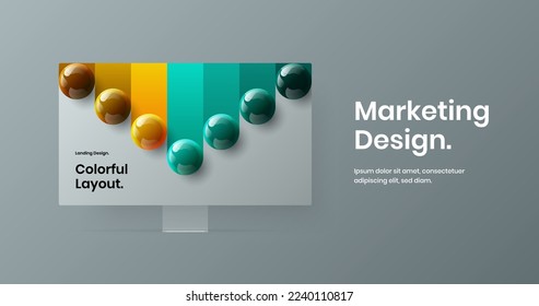 Amazing display mockup web banner template. Abstract site vector design illustration.