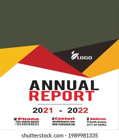 Página de portada del informe anual de la combinación de ondas amarillas rojas increíbles 