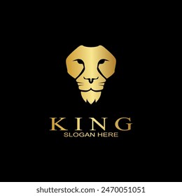 Amazing Elegant Design Golden Lion King Vector Logo Template. Lion head vector illustration.
