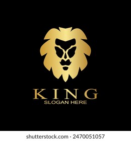 Amazing Elegant Design Golden Lion King Vector Logo Template. Lion head vector illustration.