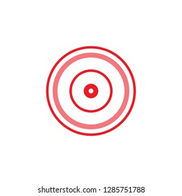 Amazing emblem composed of one pink ring amidst bright red circles