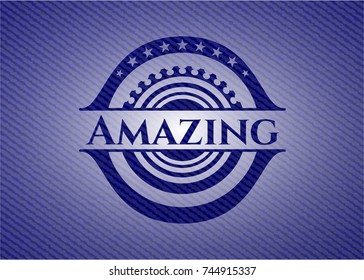 Amazing emblem with denim texture