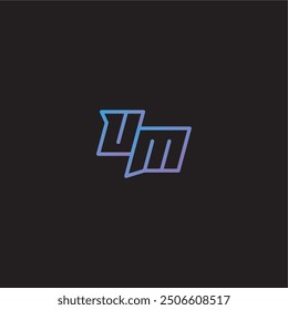 amazing esport style UM monogram logo design letter dinamyc line gaming concept