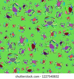 Amazing fairy crab multicolor background seamless.