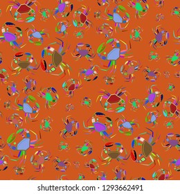 Amazing fairy crab multicolored background seamless.