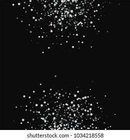 Amazing falling snow. Abstract half circles on black background. Radiant vector illustration.