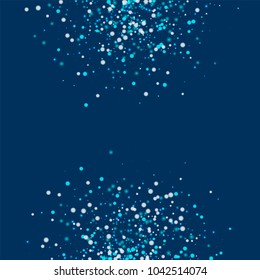 Amazing falling snow. Abstract half circles on deep blue background. Fair vector illustration.